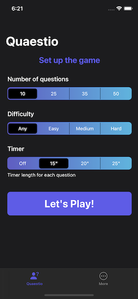 Quaestio Home Screen